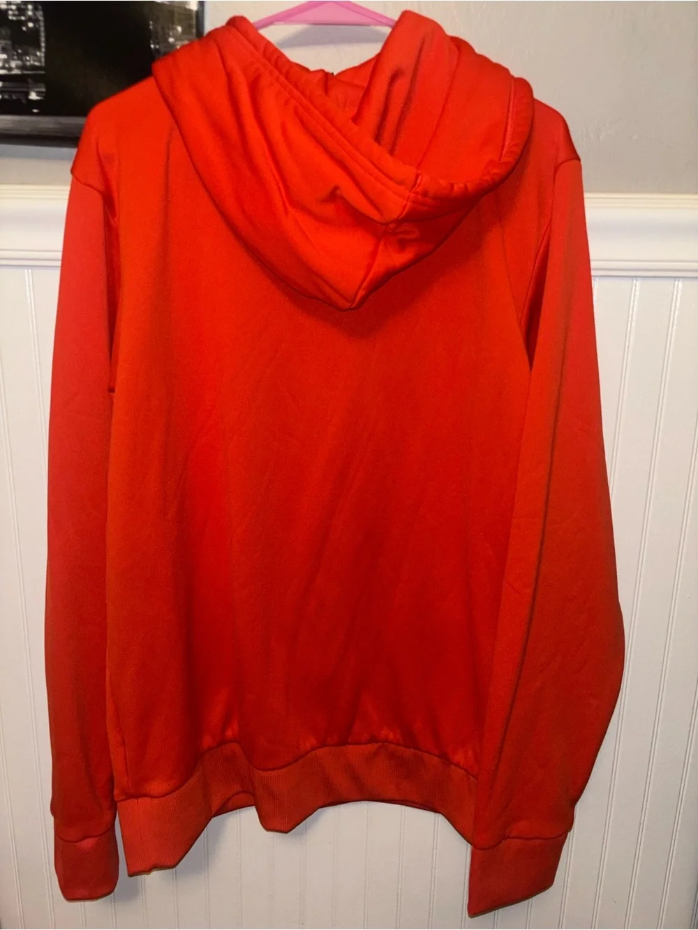 The North Face Men's Bright Orange Zip-Up Hoodie with Black Logo